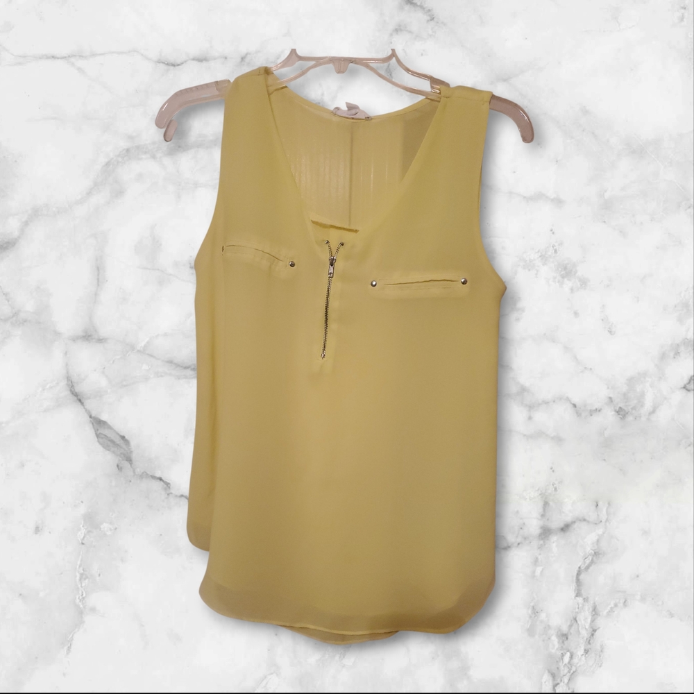 Mine-bright Yellow Sleeveless Blouse